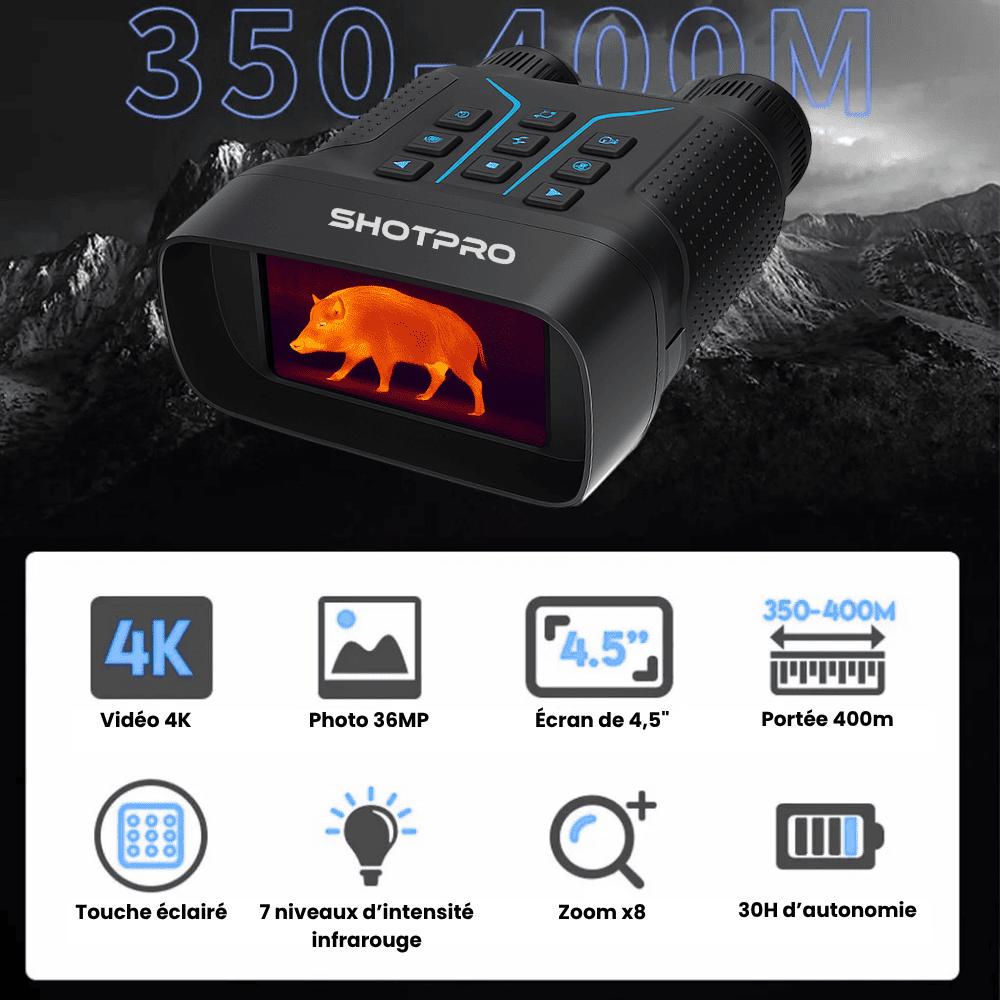 Jumelles Vision Nocturne SH45 4K avec Enregistrement Vidéo – Portée 400m